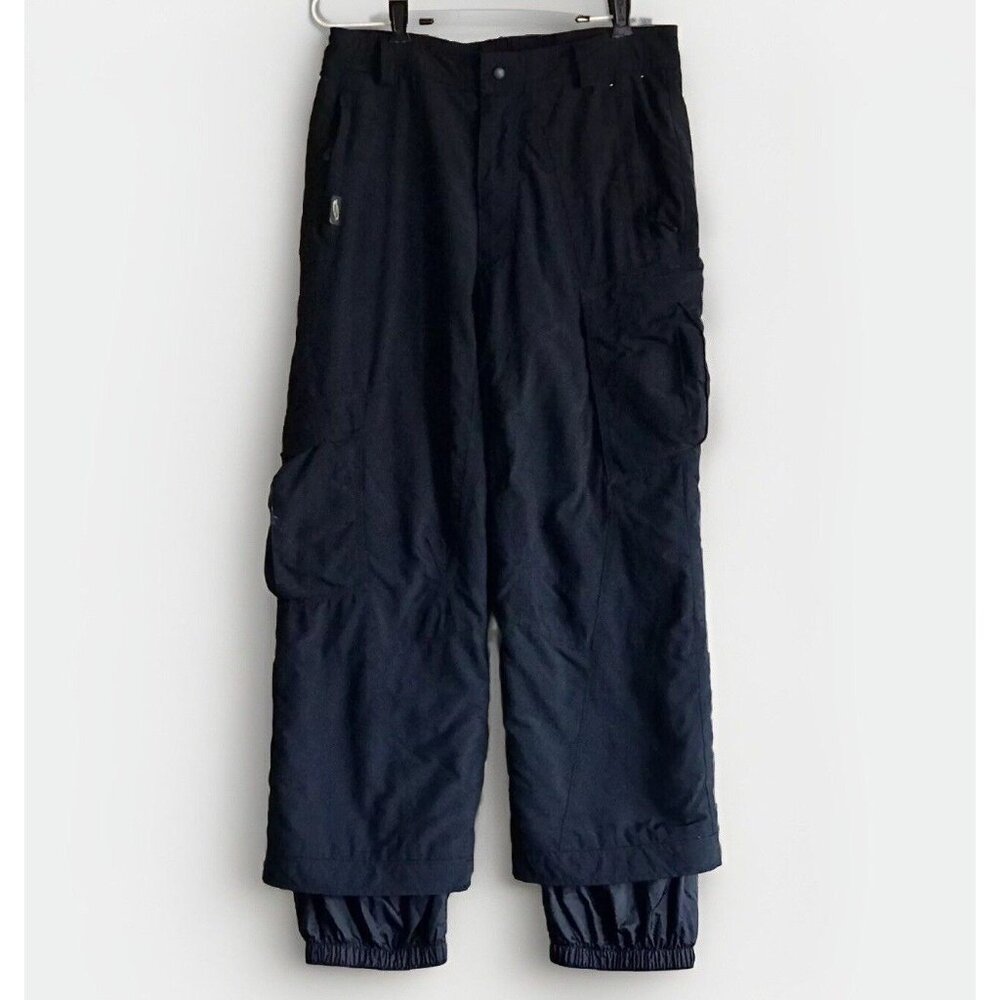 Obermeyer Alt 3 Juniors Unisex Black Cargo‎ Snow Pants Size 12 Adjustable Waist